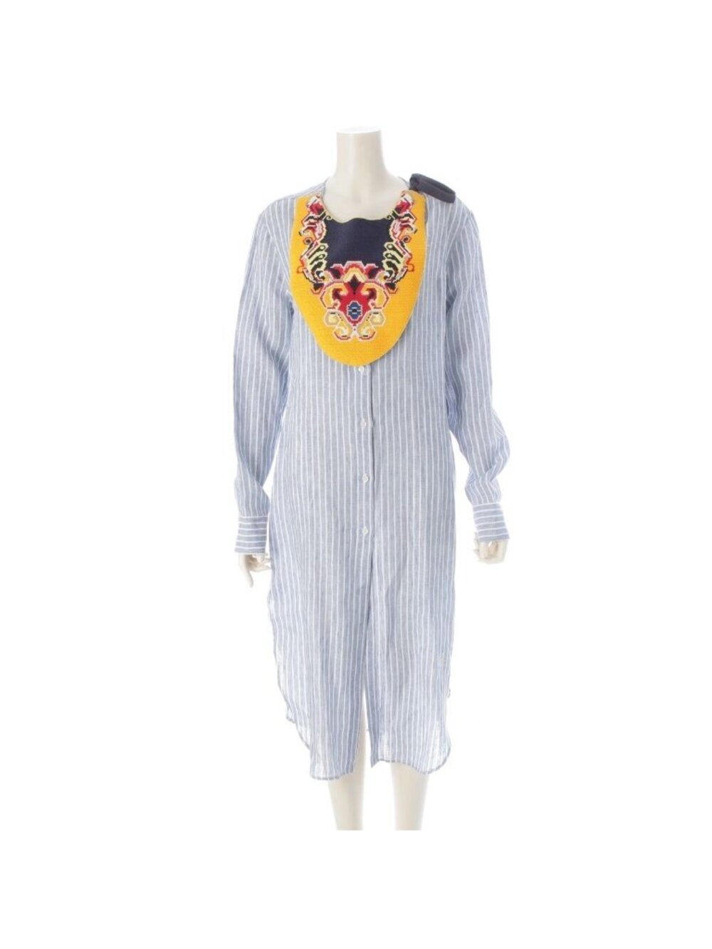 Loewe Linen Embroidery Design Anagram Dress Blue Multicolor